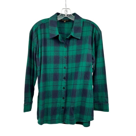 Sugarlips Tops - Sugarlips Womens Plaid Button Down Top Long Sleeve Green/Blue Size XS